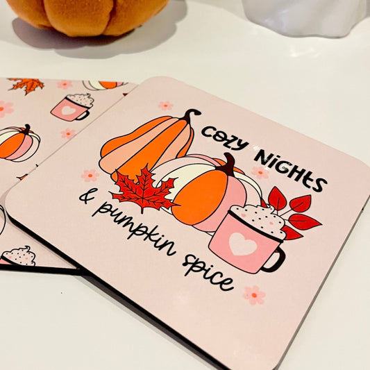Cozy Nights and Pumpkin Spice Cork Back Coaster