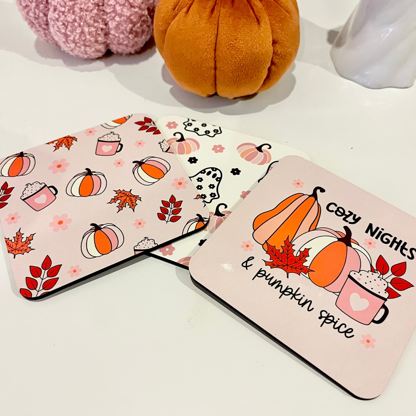 Pink Spooky Ghost Cork Coaster