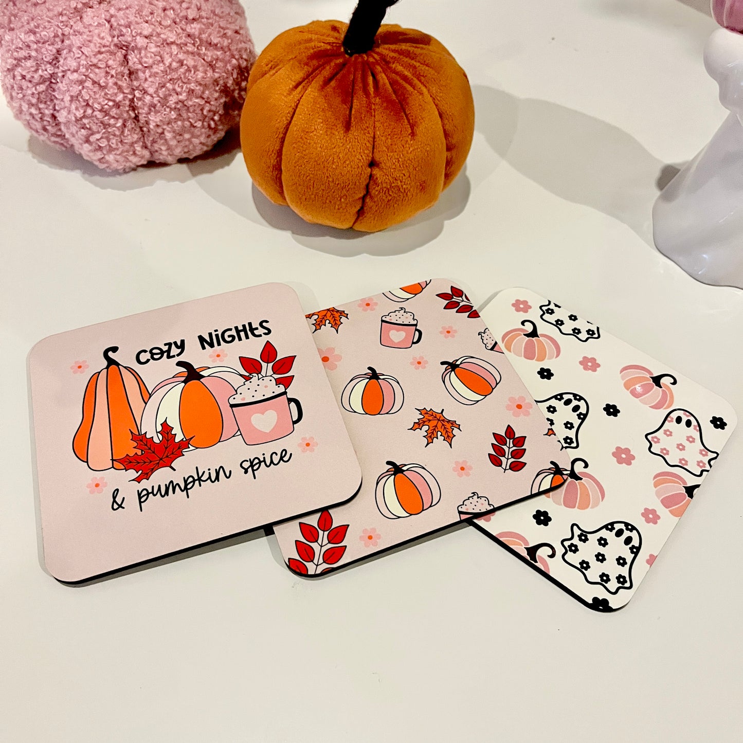 Pink Spooky Ghost Cork Coaster