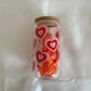Retro Hearts Libbey Glass With Lid & Straw