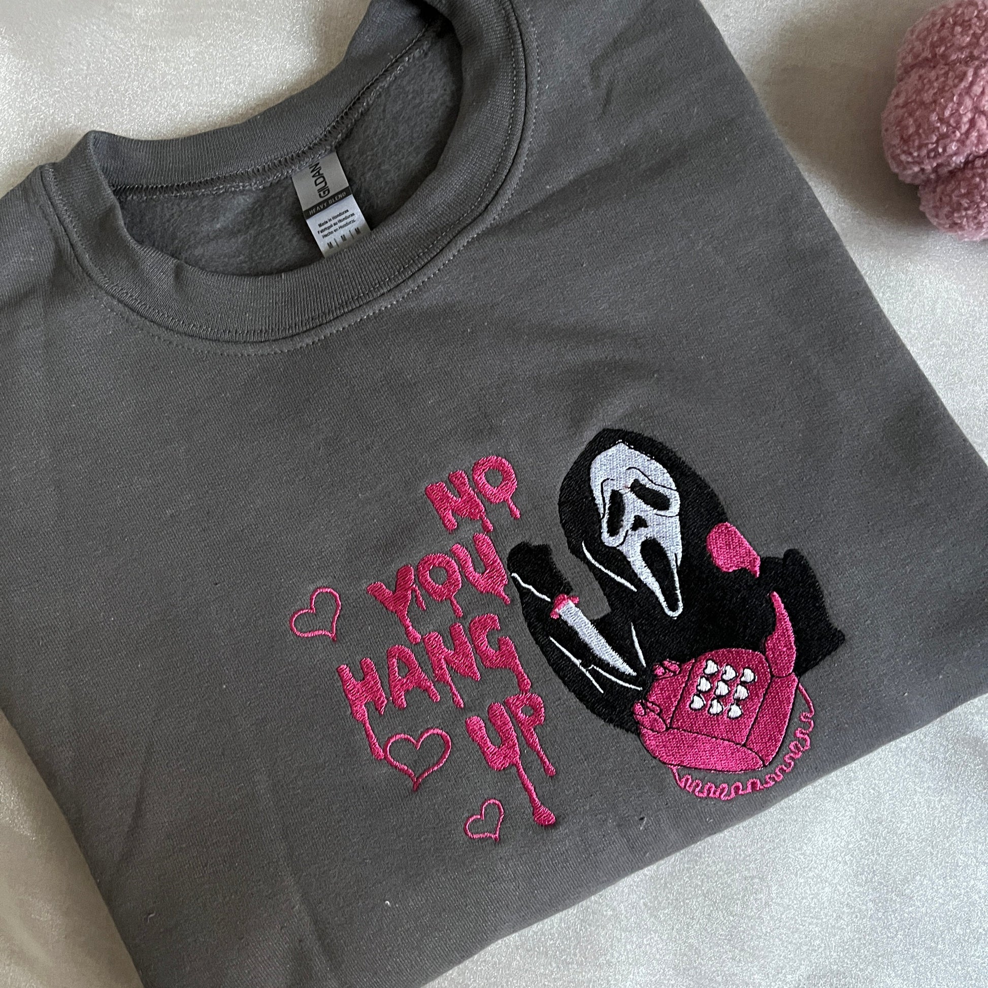 Gray sweatshirt with a halloween embroidered design 