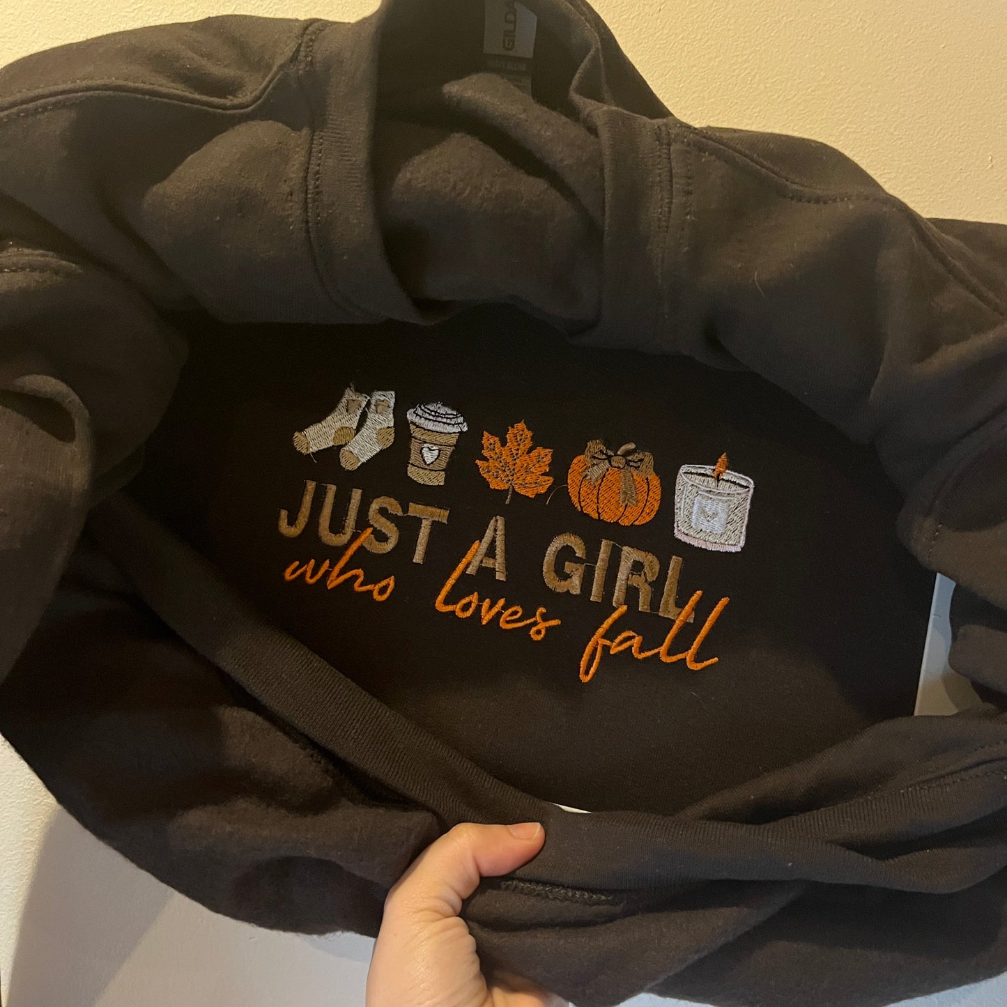 Just A Girl Who Loves Fall Embroidered Sweatshirt