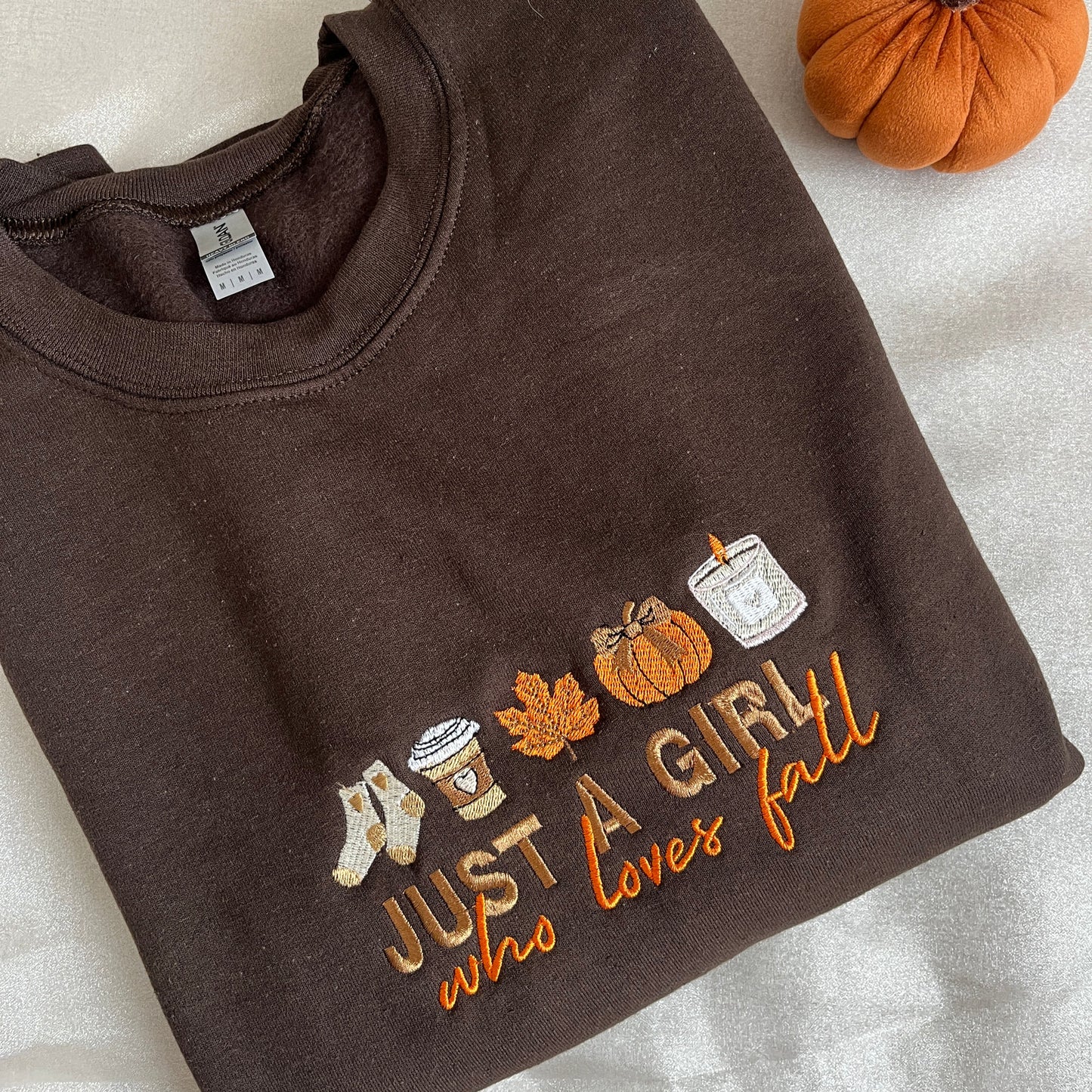 Just A Girl Who Loves Fall Embroidered Sweatshirt